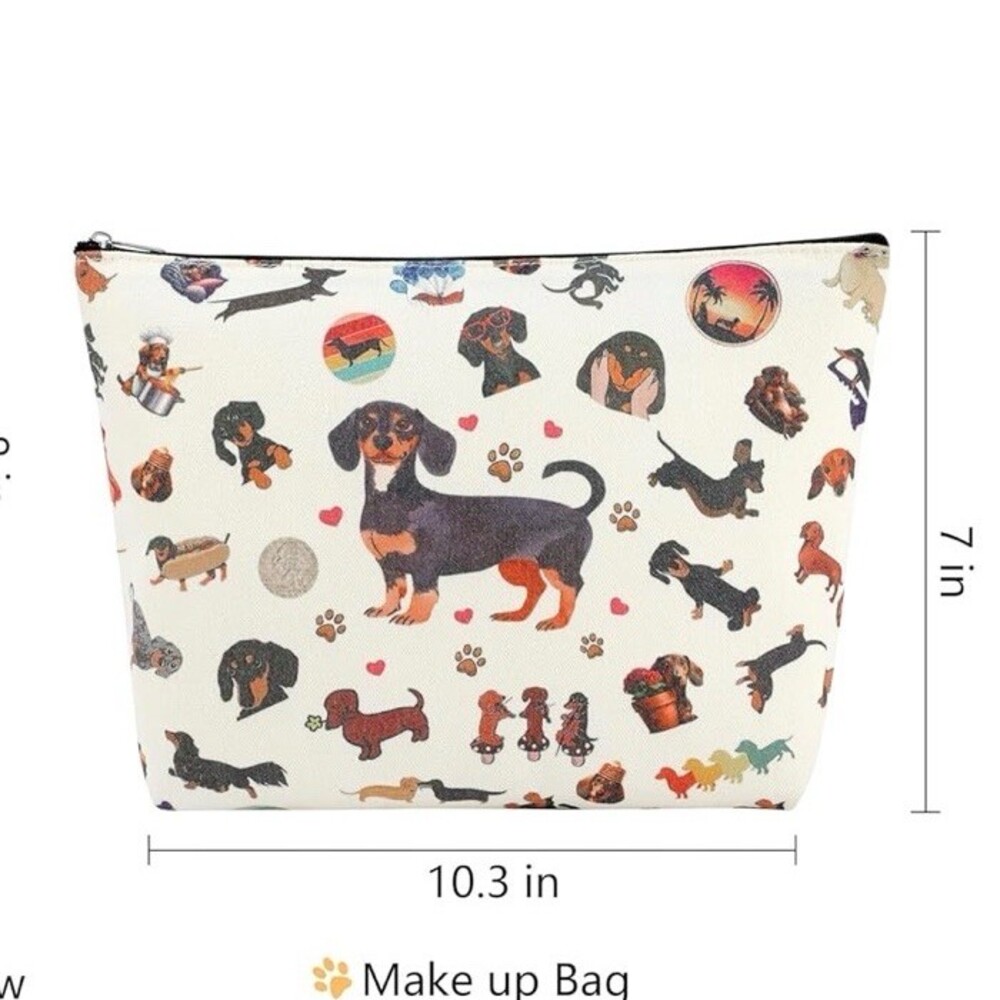 Dachshund Makeup Bag Multicolor Zipper Cosmetic Toiletry
